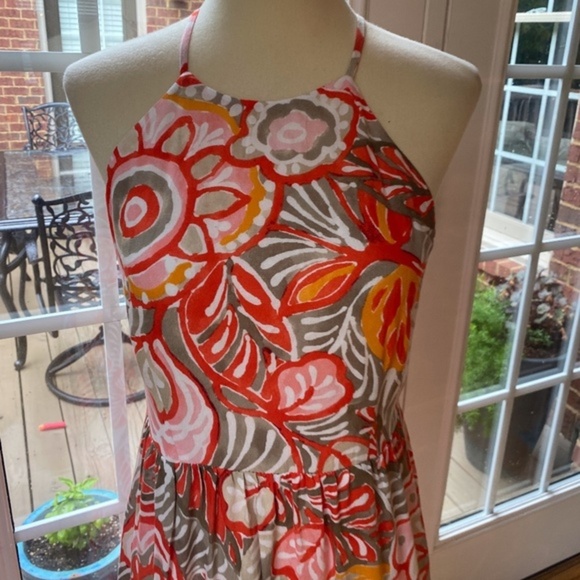 Loft Pink and Orange Tropical Halter Maxi Dress - Picture 6 of 9